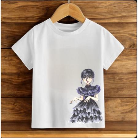 Wednesday Baskılı Oversize  Pamuk Kiz Çocuk T-shirt